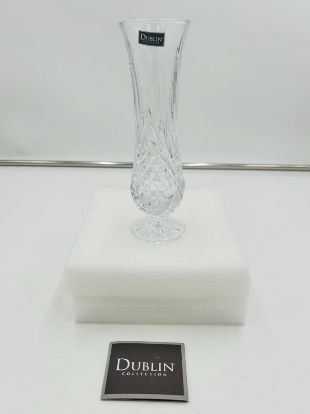 Dublin Collection Shannon By Godinger Crystal Bud Vase 8.5" Tall 28459 Clear